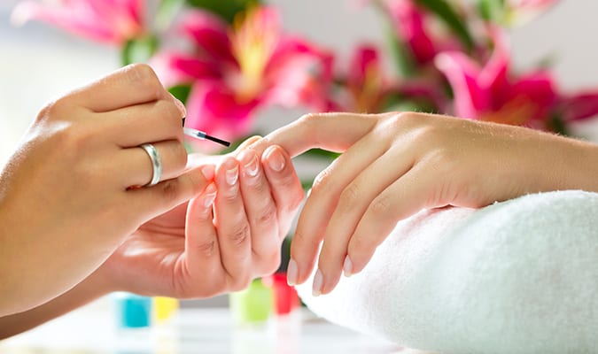 Close-up image of a woman receiving a manicure at the Graton Resort & Casino Spa & Salon