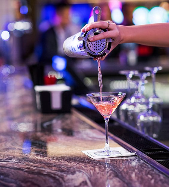 Beverage pouring demonstration at Graton Resort & Casino's Bartender School